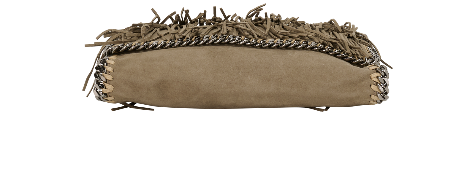 Fringe Trim Clutch, &pound;295, Handbags, Khaki, Faux Leather, Top view